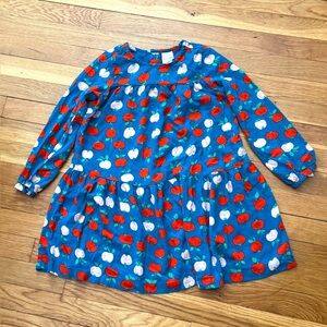 Hanna Andersson Girls’ 120/6-7 Teal Apple Print Woven Twirl Dress